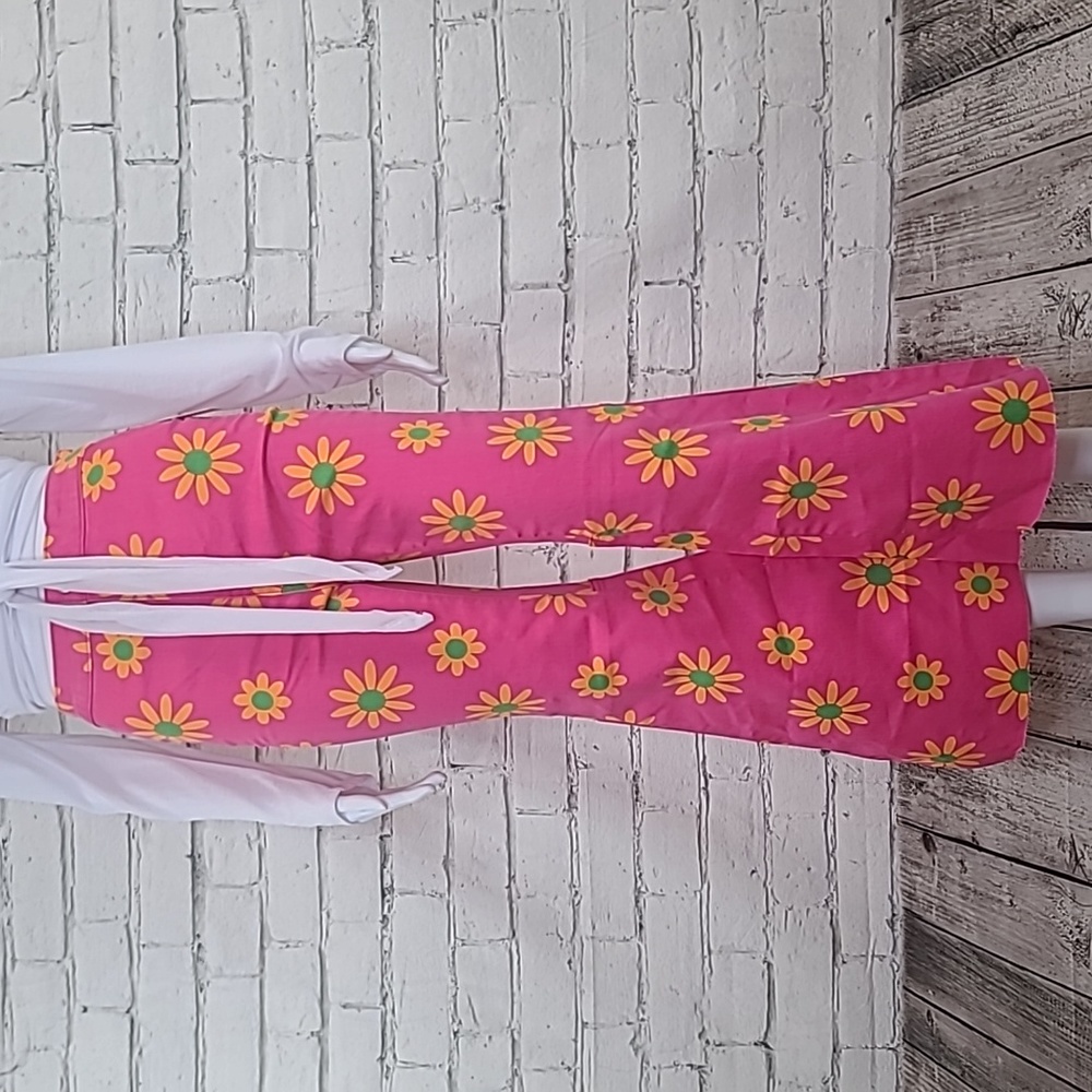 Free People Youthquake Printed Hi-Rise Crop Flare Jeans Lipstick Combo Pink -NWT - Picture 3 of 17